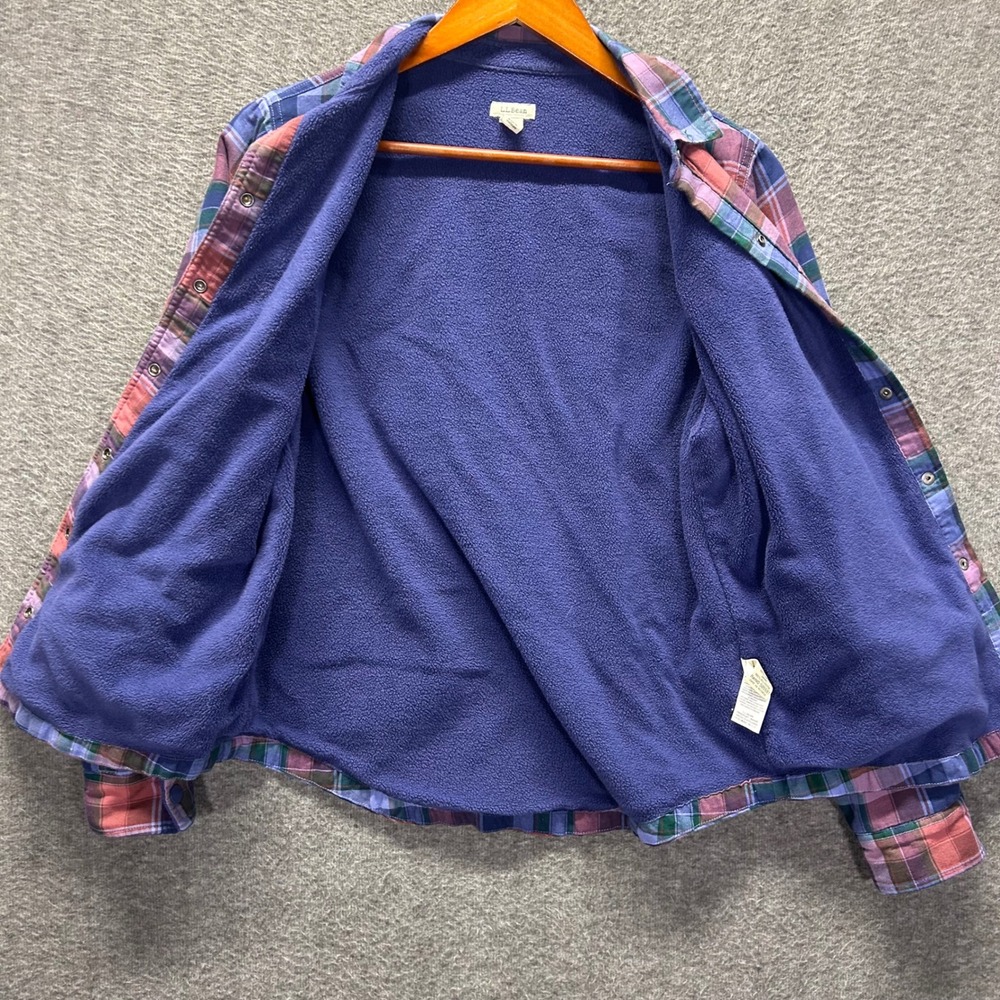 LL Bean Womens XS Fleece Lined Flannel Shirt Jacket Plaid Purple Pink 505597 - Picture 6 of 10